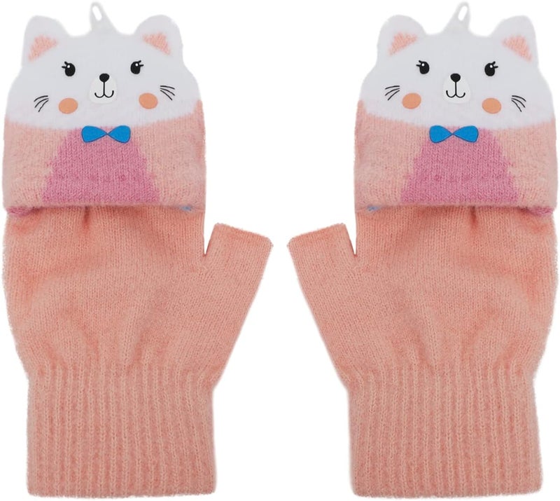 NICEYST Kids Convertible Flip Top Gloves Children Winter Warm Knitted Fingerless Mittens for Boys Girls 6-10 Years Old - Image 5